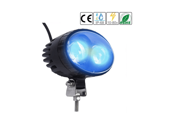 Đèn cảnh báo an toàn Spot Light màu xanh cho xe nâng, giúp nâng cao an toàn lao động và giảm thiểu tai nạn trong khu vực làm việc.
