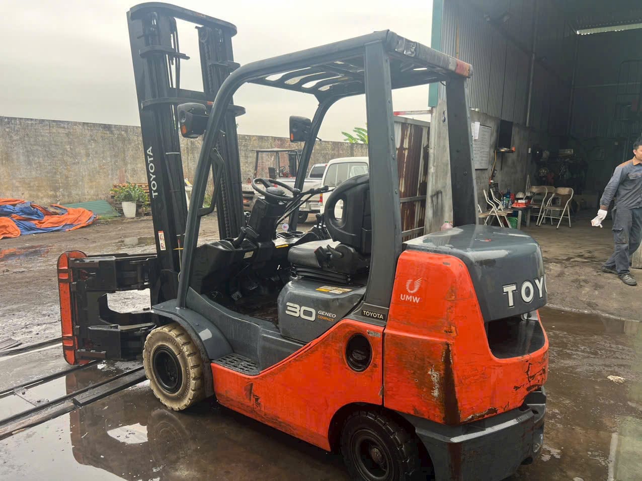 xe nâng Toyota, xe nâng dầu Toyota 3 tấn, xe nâng Toyota 8FDK30, xe nâng kẹp tròn, xe nâng 3 tấn, xe nâng dầu, xe nâng kẹp giấy, xe nâng cũ nhập khẩu, xe nâng Nhật Bản