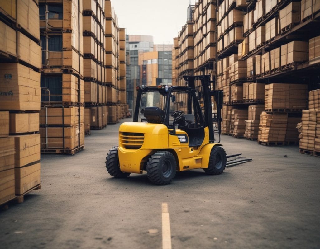 Xe nâng dầu Komatsu FD25 làm việc tại KCN Phố Nối A, Hưng Yên