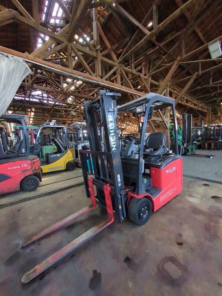 Xe nâng điện Nichiyu 1.5 tấn 3000mm dịch giá, sản xuất 2017, số giờ 3392, nhập khẩu Nhật Bản nguyên bản, phân phối bởi KBC.