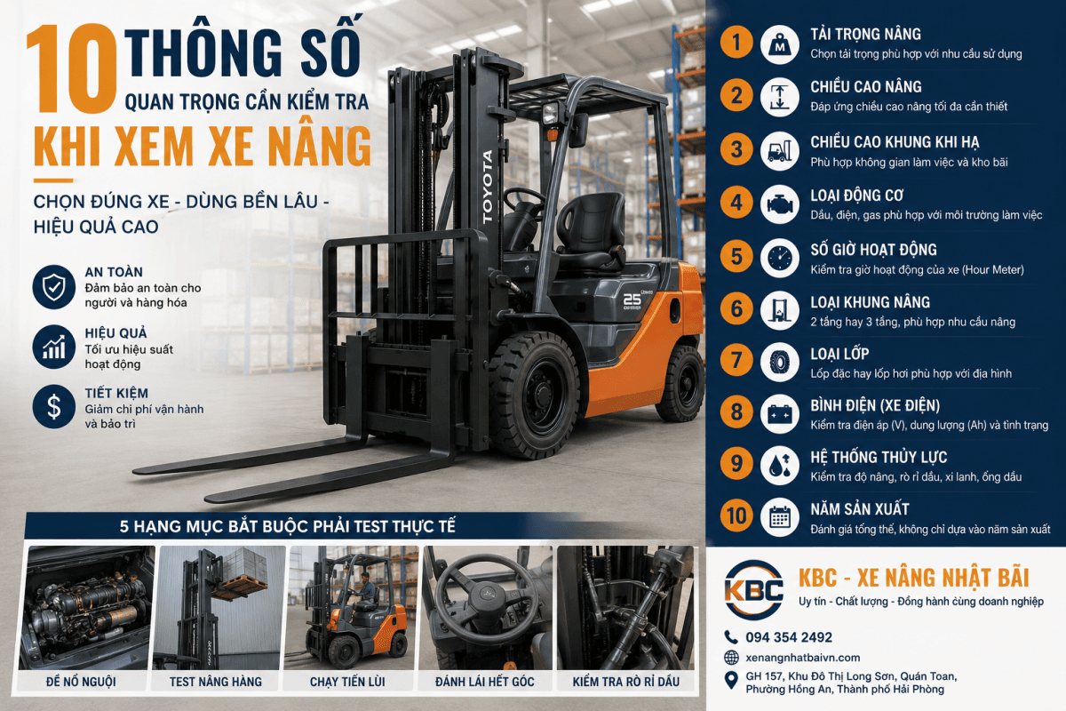 Những thông số cần lưu ý khi chọn xe nâng cũ