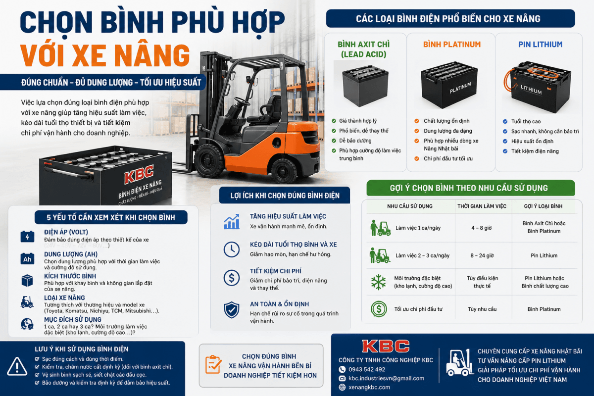 Lựa chọn Bình điện phù hợp với xe nâng điện