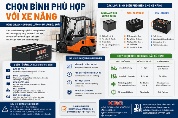 Lựa chọn Bình điện phù hợp với xe nâng điện